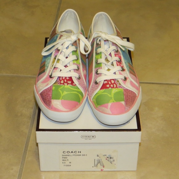 NEW Coach Patchwork Sneakers Dawnell Signature C Pastels 6 - Picture 2 of 8